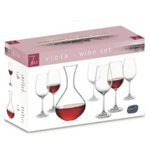 Set 7 Piezas Viola Bohemia (6 Copas Vino Tinto + 1 Decantador)